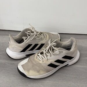 ADIDAS Cream and Black Tennis Shoes